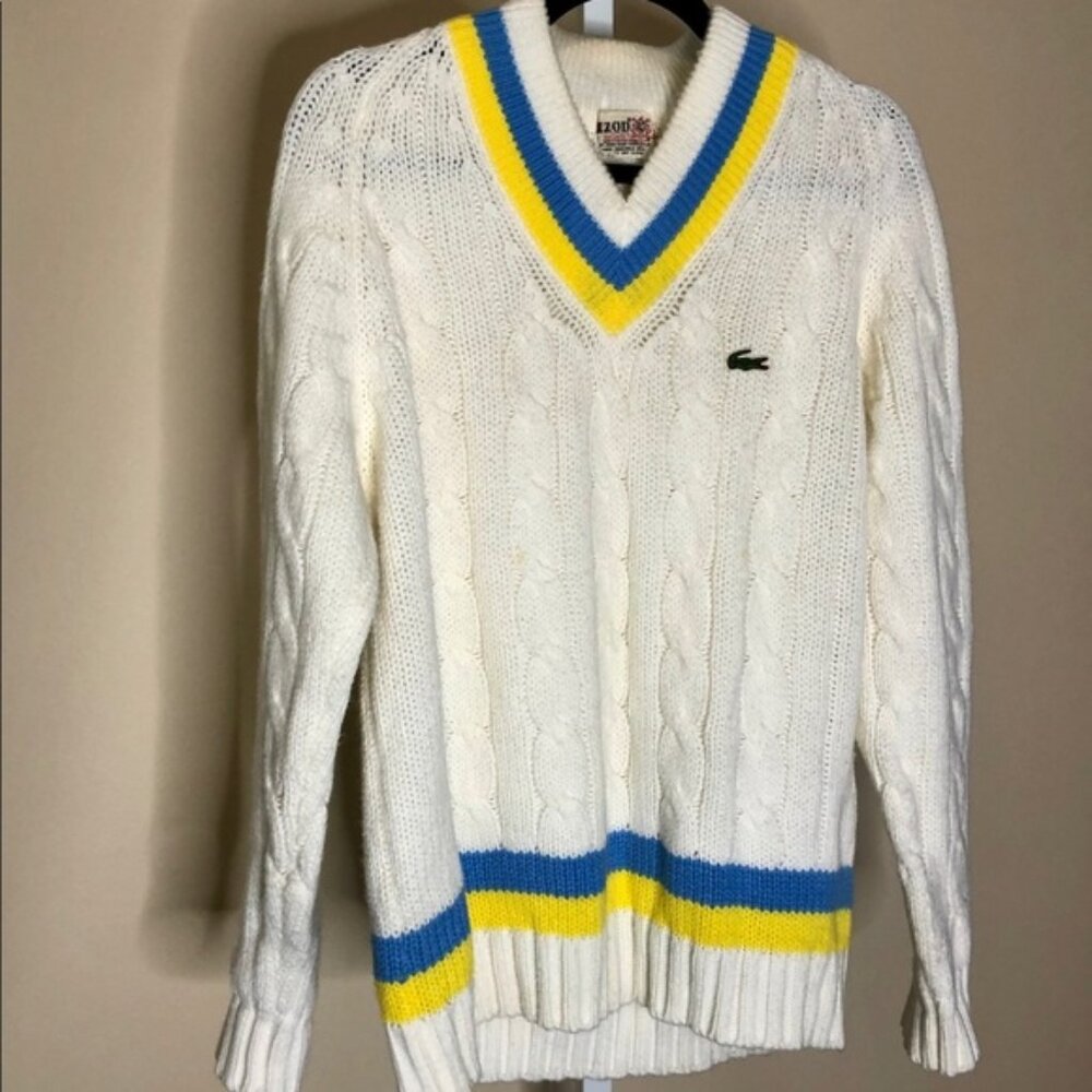 Lacoste Tennis Cable-knit VTG VNeck Sweater